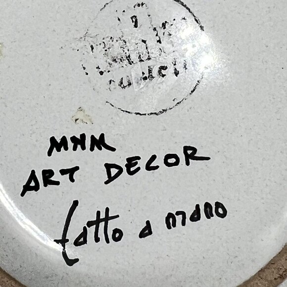 Italian Hand Painted Candle Stick Holder Pottery Ceramic Floral Signed White - Picture 4 of 9